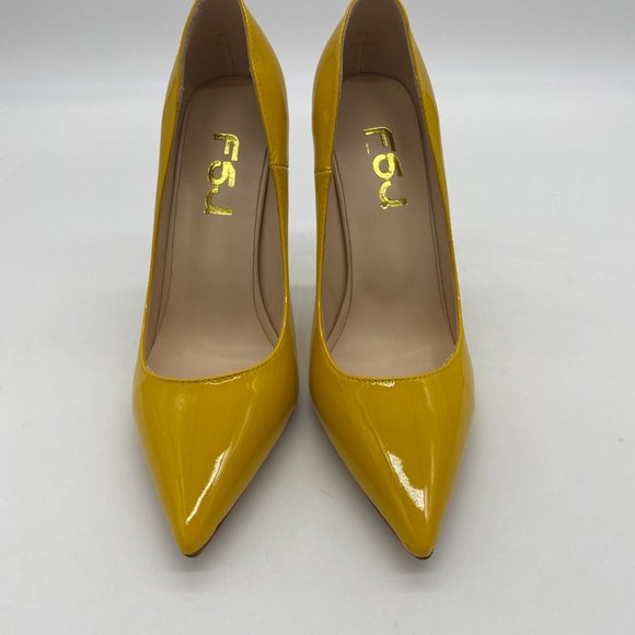 Yellow Patent Leather Stiletto Heels - Picture 2 of 8